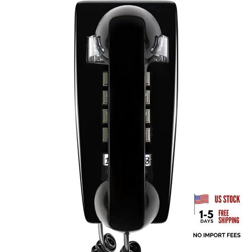 Black landline retro wall - black,