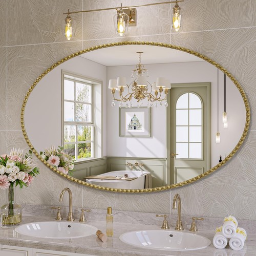 Oval beaded mirror - beaded, 48"x30"