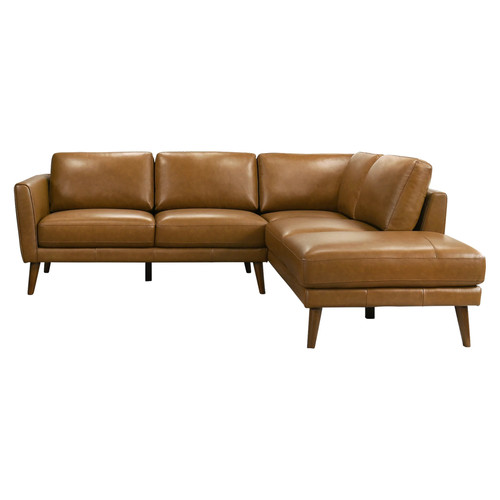 Benson tan leather sectional - tan,