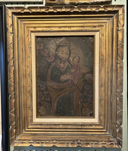 Antique 1800s retablo painted - retablo,