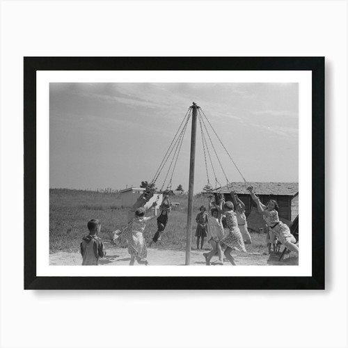 Children swinging maypole - children,