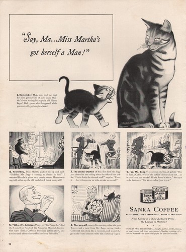 1939 vintage sanka coffee cat - vintage,