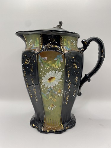 Antique pitcher pewter lid - w/,