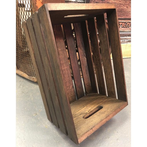 Wooden crate dark walnut - wooden,