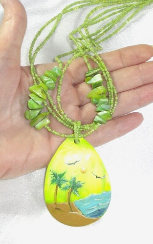 Hand made painted large shell - hand, /painted