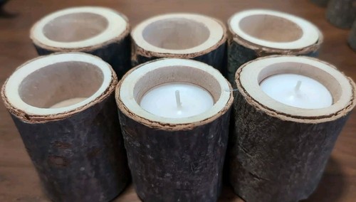 Wooden tea light holders - wooden,