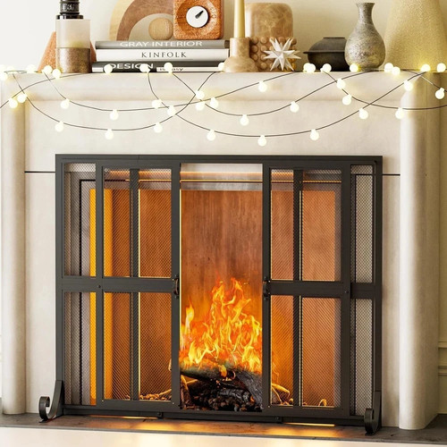 Fireplace screen with sliding - fireplace,