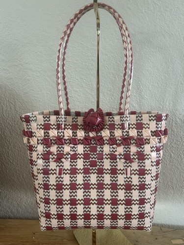 Handwoven plastic tote - handwoven,