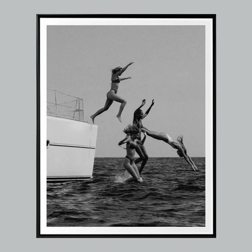 Girls jumping from boat - jumping, luxury