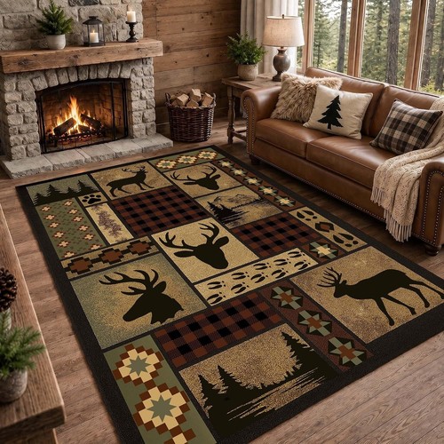 Rustic cabin area - rug, 5'x8'