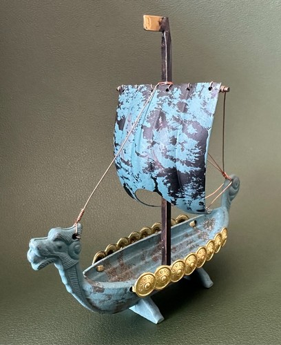 Vintage bronze viking ship - bronze,