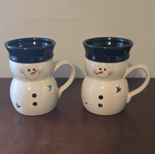 Ceramic snowman tea light - ceramic,