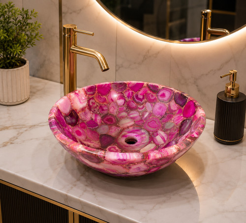 Handmade pink agate - pink, vanity
