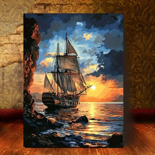 Sunset ocean vintage sailing - ocean,