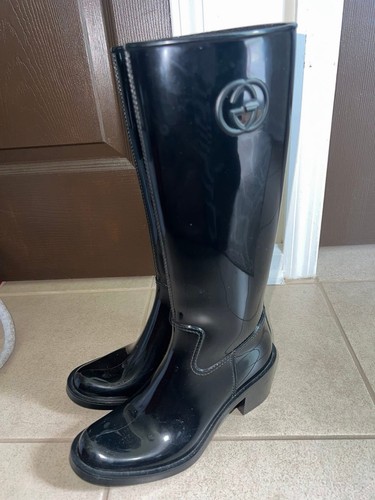 Gucci rain boots high - gucci, black
