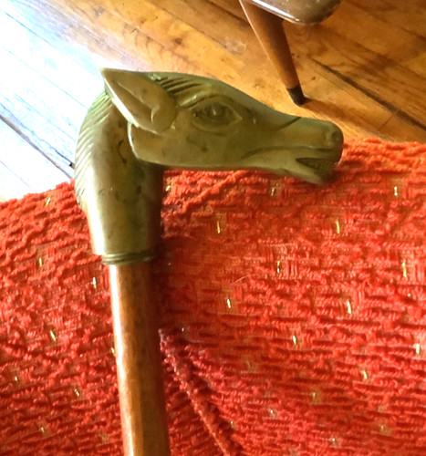 Vintage brass horse - vintage, cane