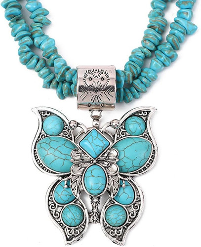 Turquoise butterfly layered - butterfly,