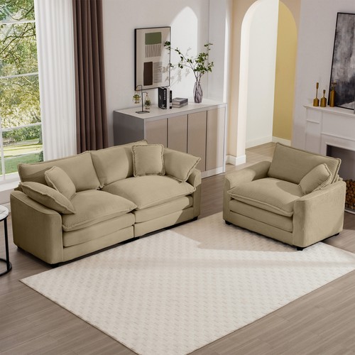 Tan corduroy seat sofa - corduroy, set
