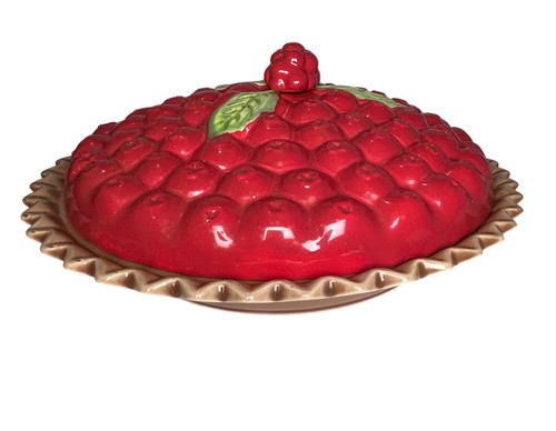 Vtg ceramic cherry pie dish - vtg,