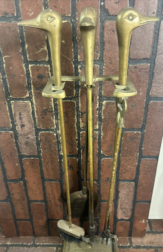 Brass duck head fireplace tool - brass,