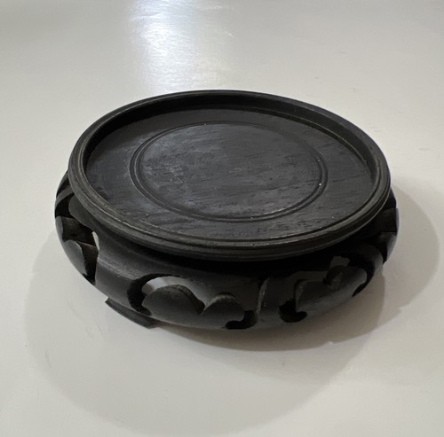 Carved dark brown wood base - carved,