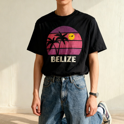 Belize retro surfer beach - retro,