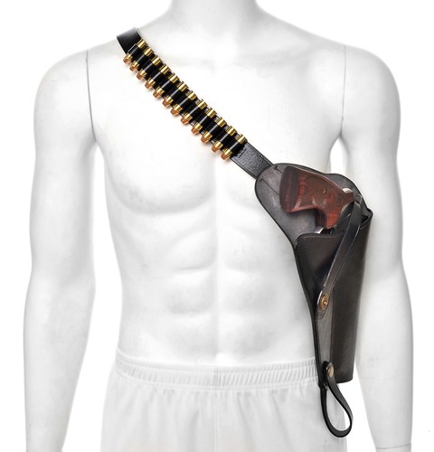 Black leather shoulder holster - shoulder,