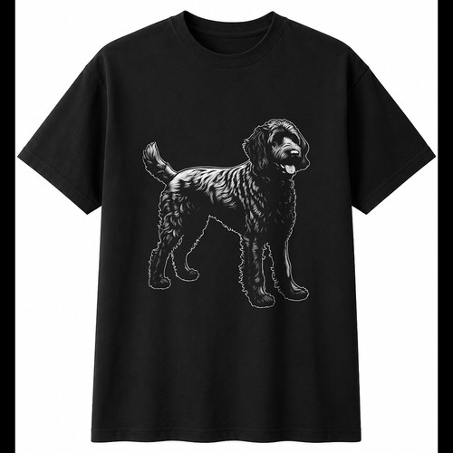 Goldendoodle portrait airbrush - goldendoodle,