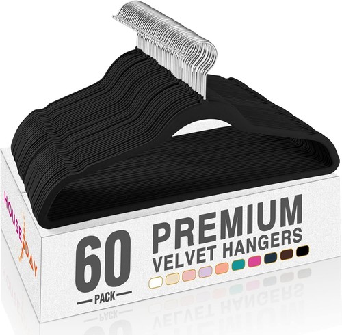 Black velvet hangers pack - black,
