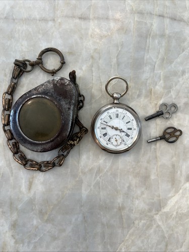 Antique swiss silver pocket - antique,