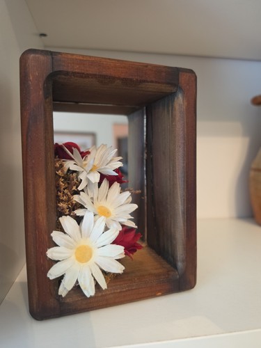 Vtg wood shadow box - shadow, mirrored