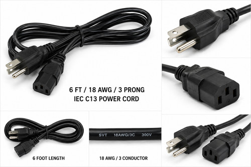 6ft replacement power cord - power, for