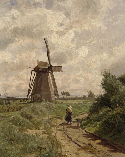 Antique dutch windmill - dutch,
