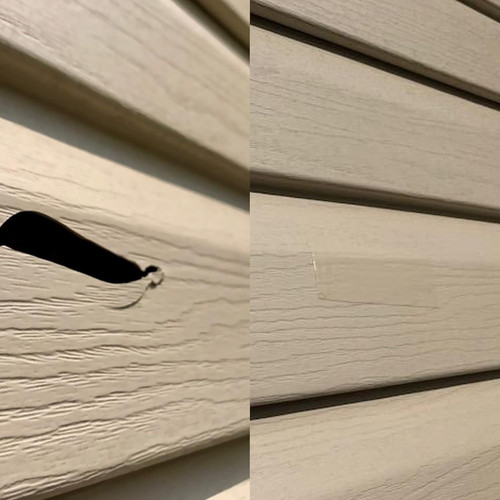 Vinyl siding repair - repair, white