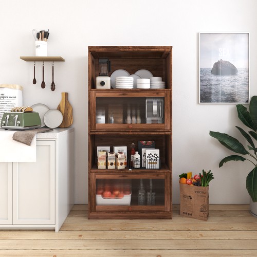 Bookcase with glass doors - glass,