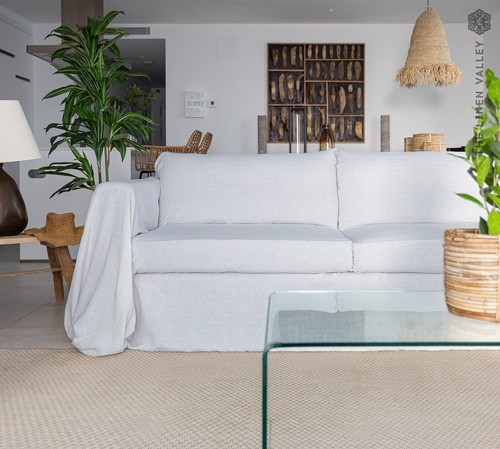 Linen sofa cover - , light