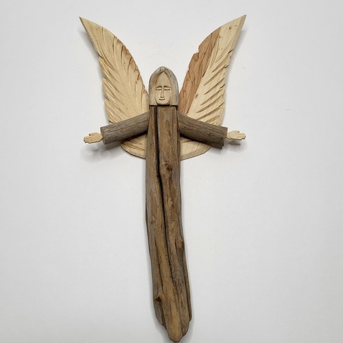 Hand carved wooden angel - wooden,