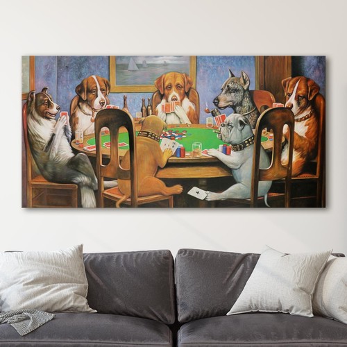 Dogs playing poker - playing, a