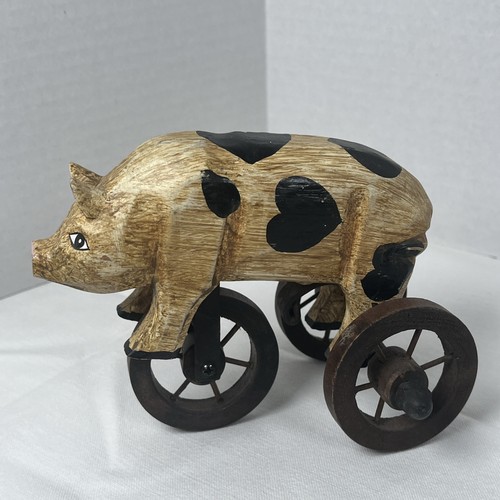 Vintage carved wooden pig - pig, on