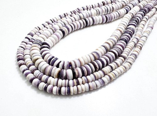 Purple wampum shell rondelle - wampum,
