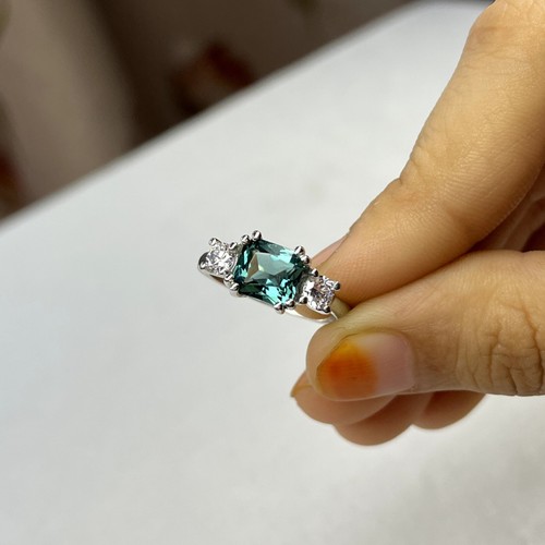 Teal sapphire engagement ring - sapphire,