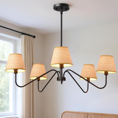 Boho rattan chandelier - chandelier, 5