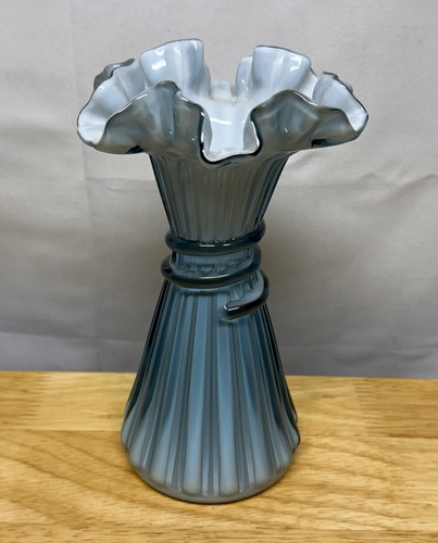 Fenton wheat vase blue - fenton,