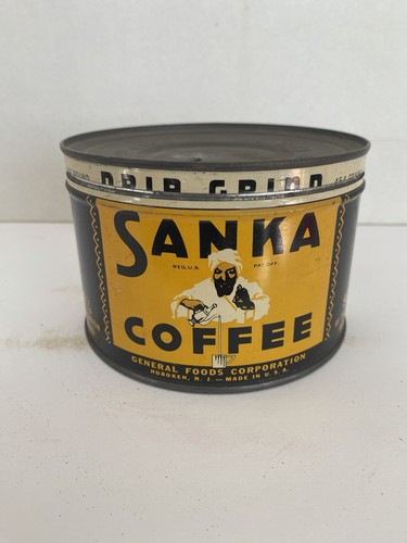 Vintage sanka coffee tin - coffee,