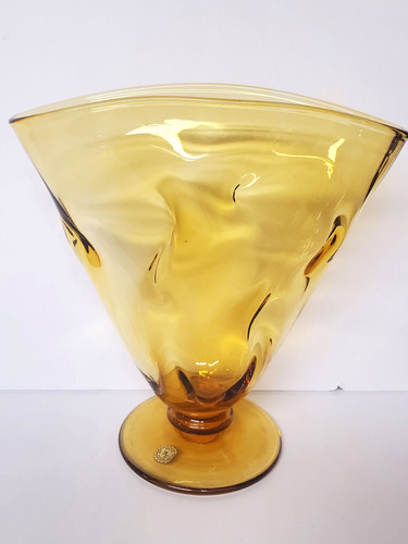 Vintage amber glass vase - vintage,