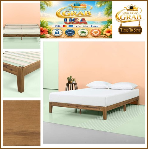 Platform bed frame queen - frame, wood