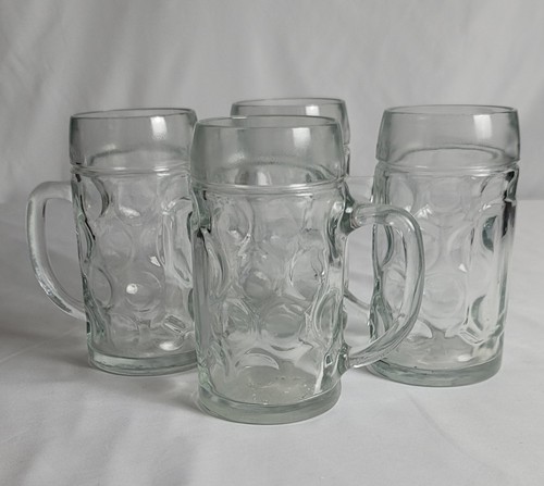 Dimpled glass beer mugs set - beer,