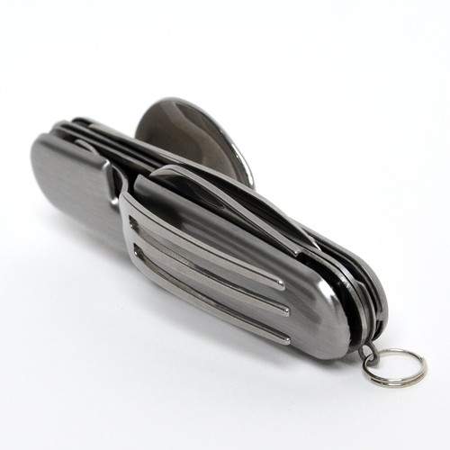 Folding camping cutlery - 4-in-1,