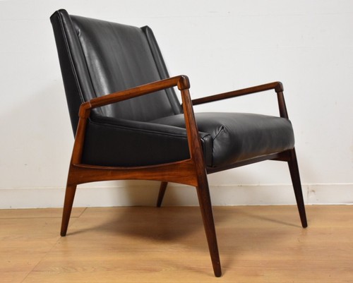 Rosewood and black leather - and,