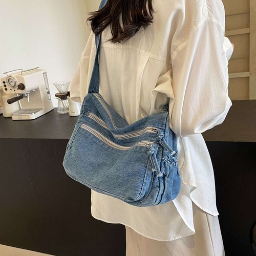 Women canvas denim tote bag - canvas,